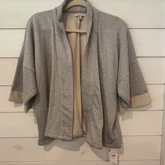 LOFT NWT Gray Shrug Sweater with Elegant Draping - Picture 6 of 11